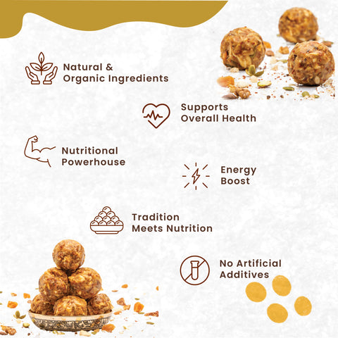 Rajamudi Dink Nutribites 500 gms | Dry Fruits & Seeds Ladoo